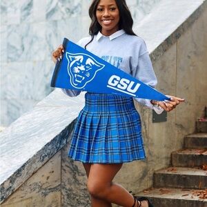 Chic Blue Plaid Mini Skirt